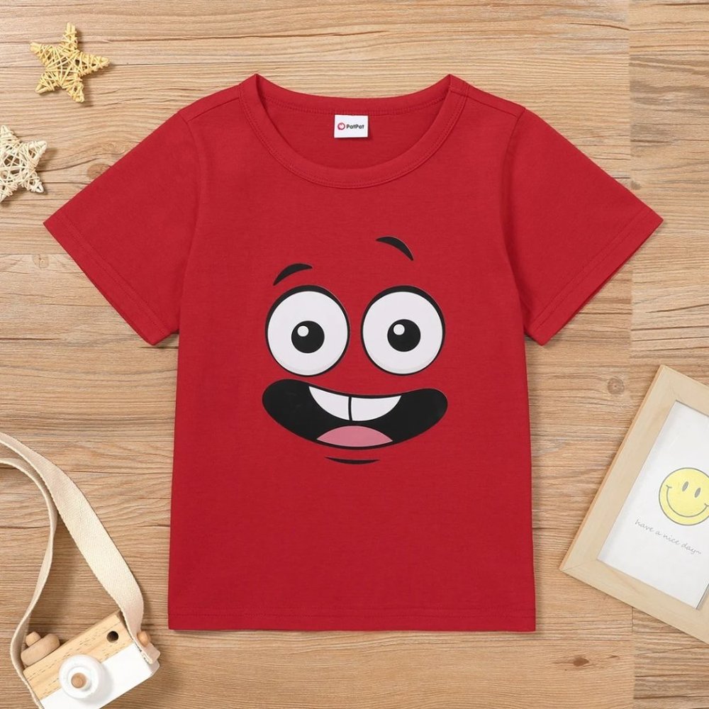 Boys Red Face Emoji Top